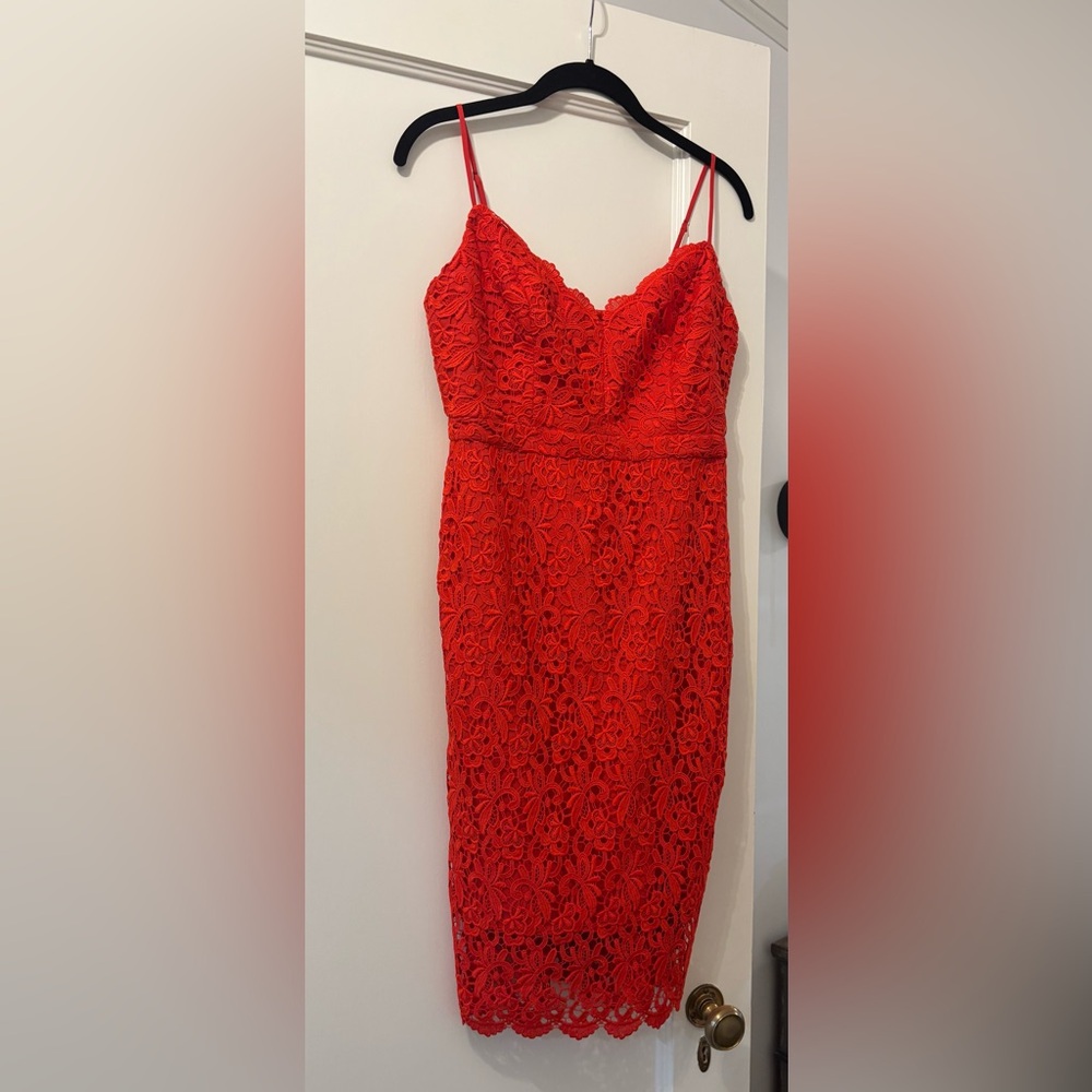 Elegant Orange Lace Dress